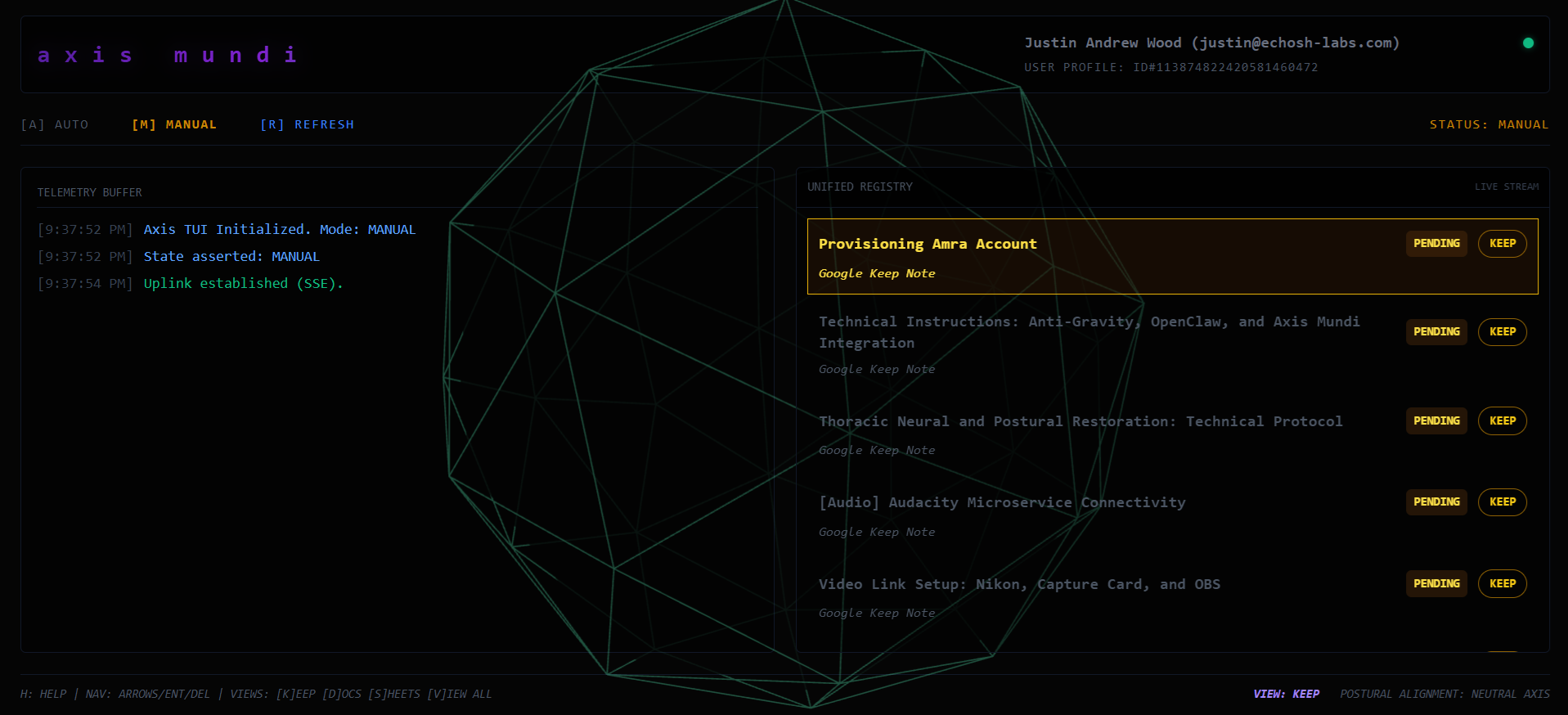 Axis Mundi TUI Overview